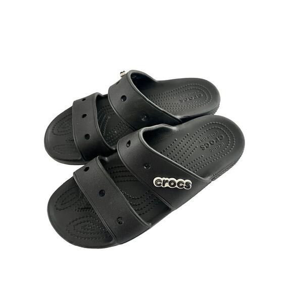 Crocs Classic Strappy Sandals Women's 9 Men's 7 Black Slides Water Shoe - Picture 1 of 5